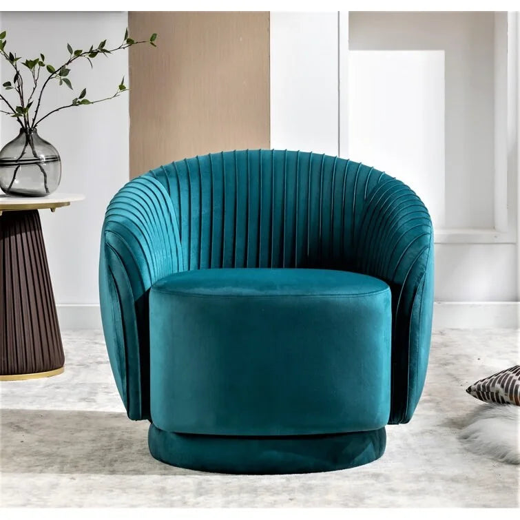Fauteuil d'appoint pivotant moderne avec revêtement en velours moelleux