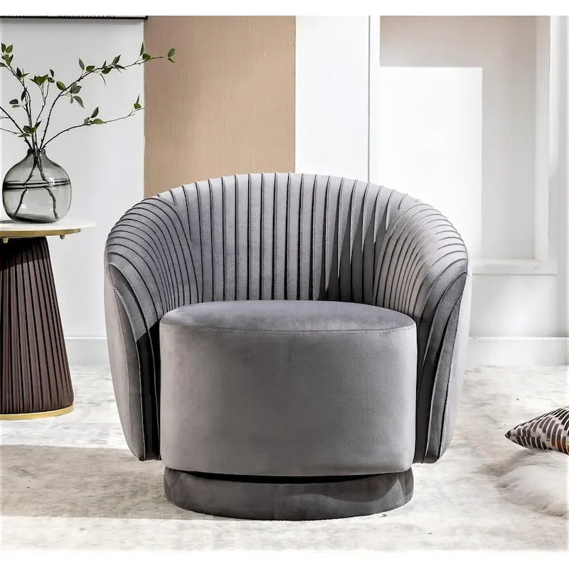 Fauteuil d'appoint pivotant moderne avec revêtement en velours moelleux