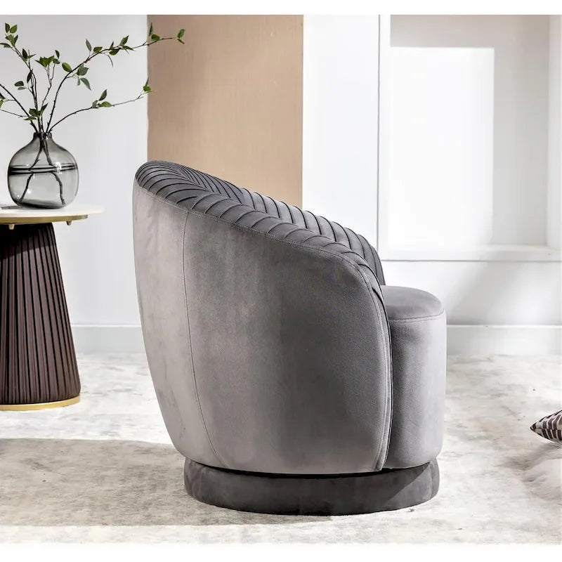 Fauteuil d'appoint pivotant moderne avec revêtement en velours moelleux