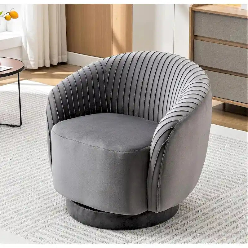 Fauteuil d'appoint pivotant moderne avec revêtement en velours moelleux