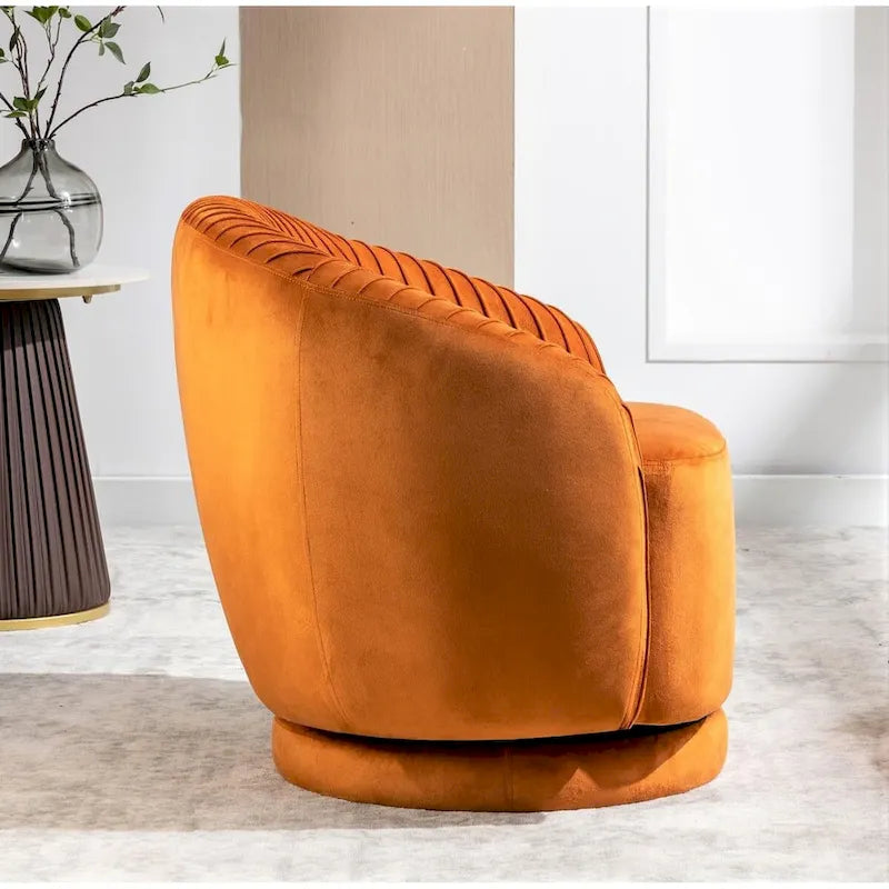 Fauteuil d'appoint pivotant moderne avec revêtement en velours moelleux