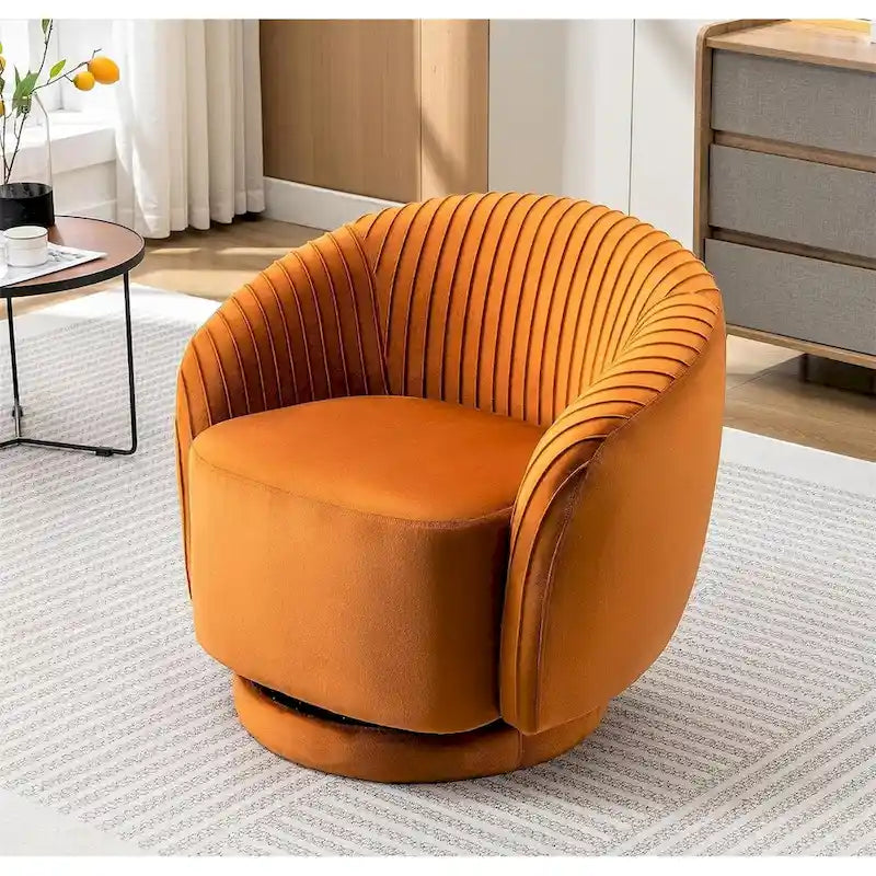Fauteuil d'appoint pivotant moderne avec revêtement en velours moelleux
