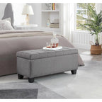 Banc rectangulaire de rangement rembourré