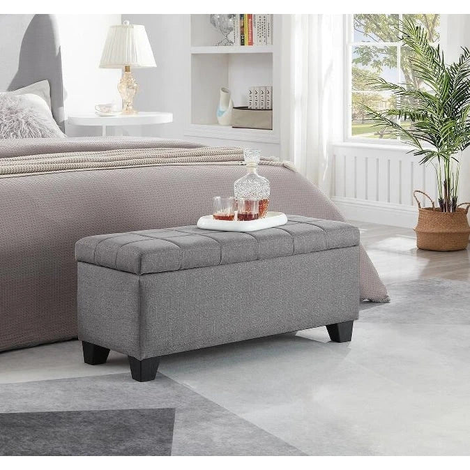 Banc rectangulaire de rangement rembourré
