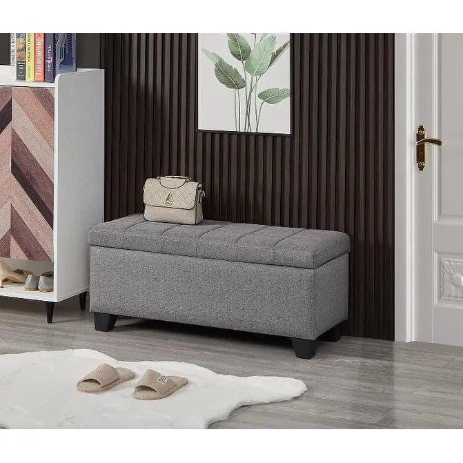 Banc rectangulaire de rangement rembourré