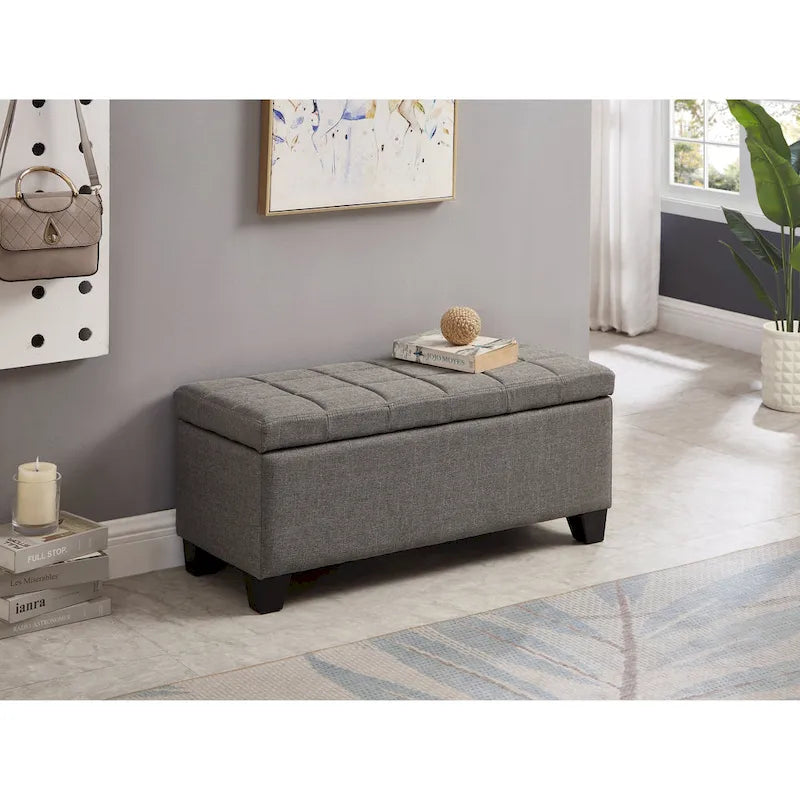 Banc rectangulaire de rangement rembourré