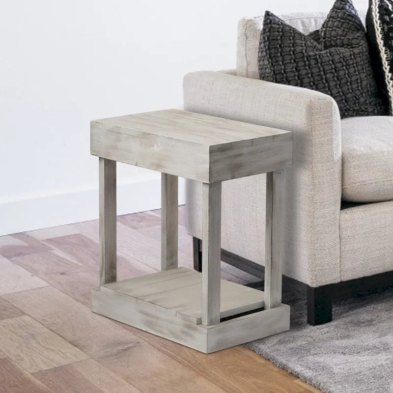 Table d'appoint rustique en bois massif de style ferme