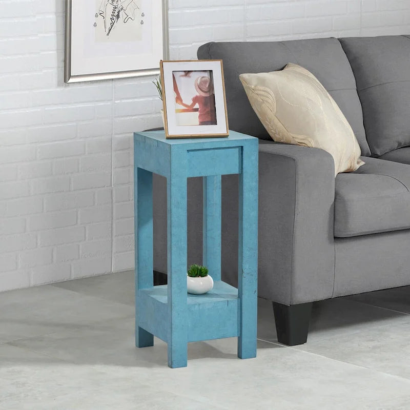 Table d'appoint rustique en bois massif de style ferme