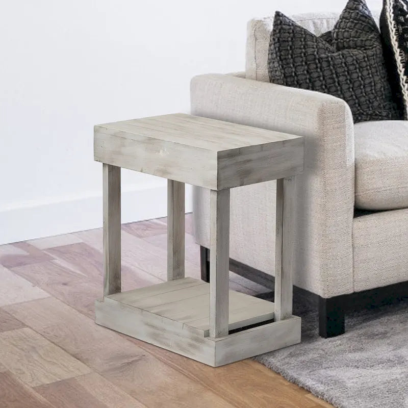 Table d'appoint rustique en bois massif de style ferme