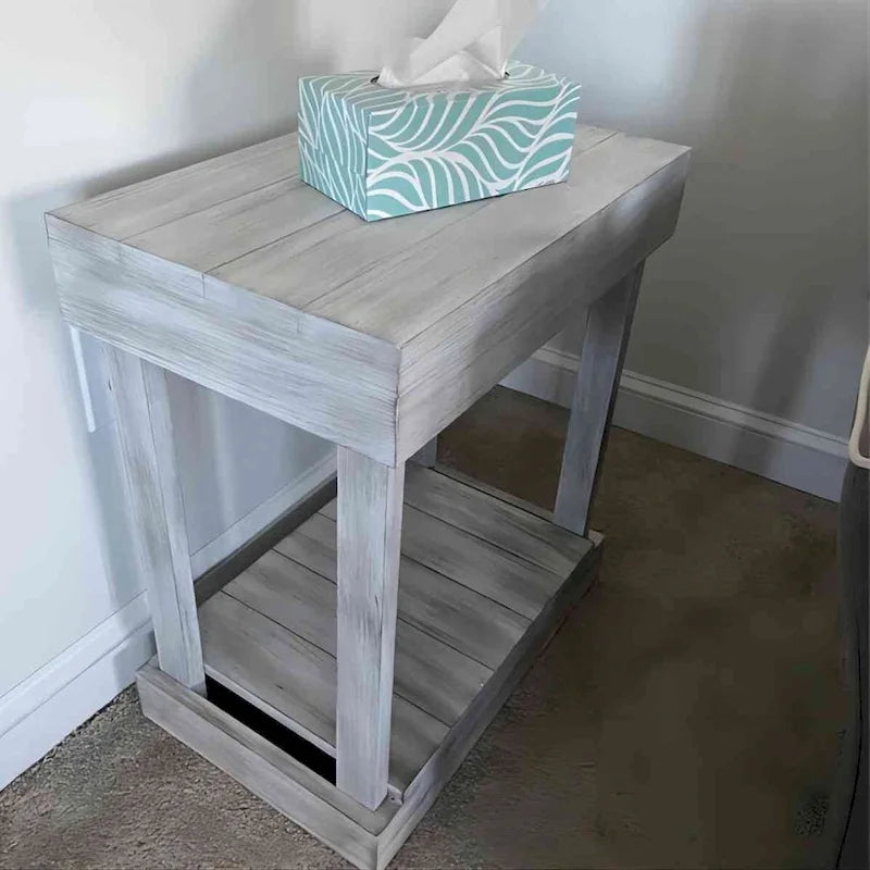 Table d'appoint rustique en bois massif de style ferme