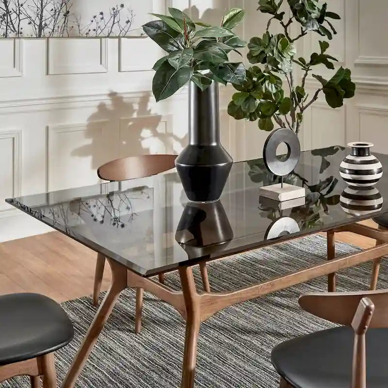 Table à manger rectangulaire en noyer foncé de style Mid-Century