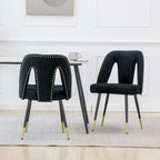 Chaises de salle à manger modernes rembourrées avec clous décoratifs et pieds en métal