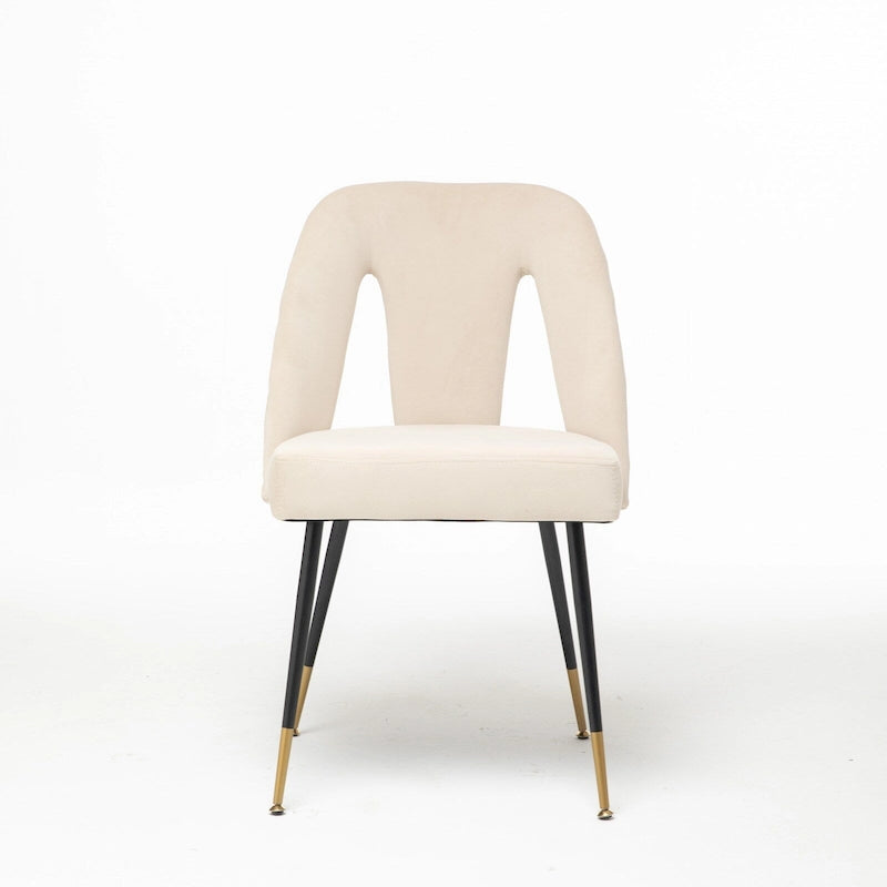 Chaises de salle à manger modernes rembourrées avec clous décoratifs et pieds en métal
