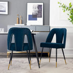 Chaises de salle à manger modernes rembourrées avec clous décoratifs et pieds en métal