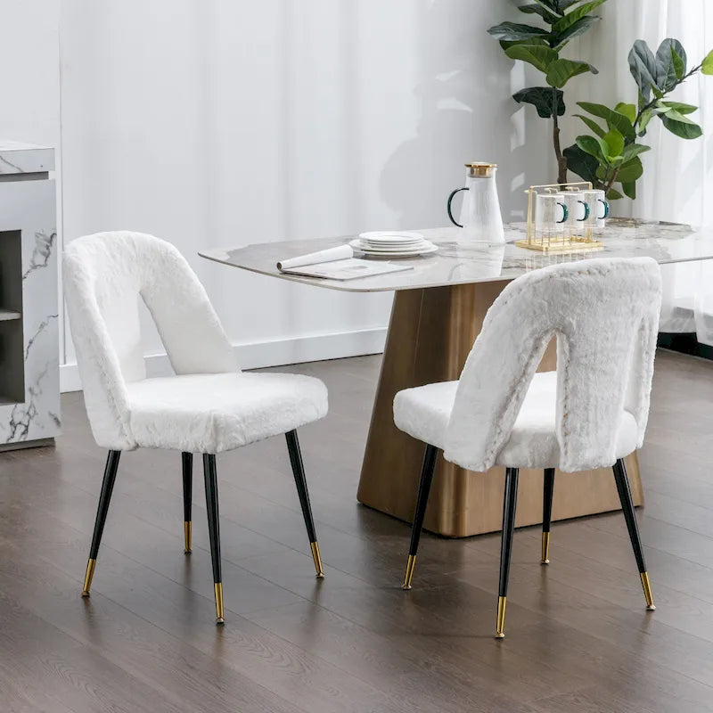 Chaises de salle à manger modernes rembourrées avec clous décoratifs et pieds en métal