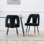 Chaises de salle à manger modernes rembourrées avec clous décoratifs et pieds en métal