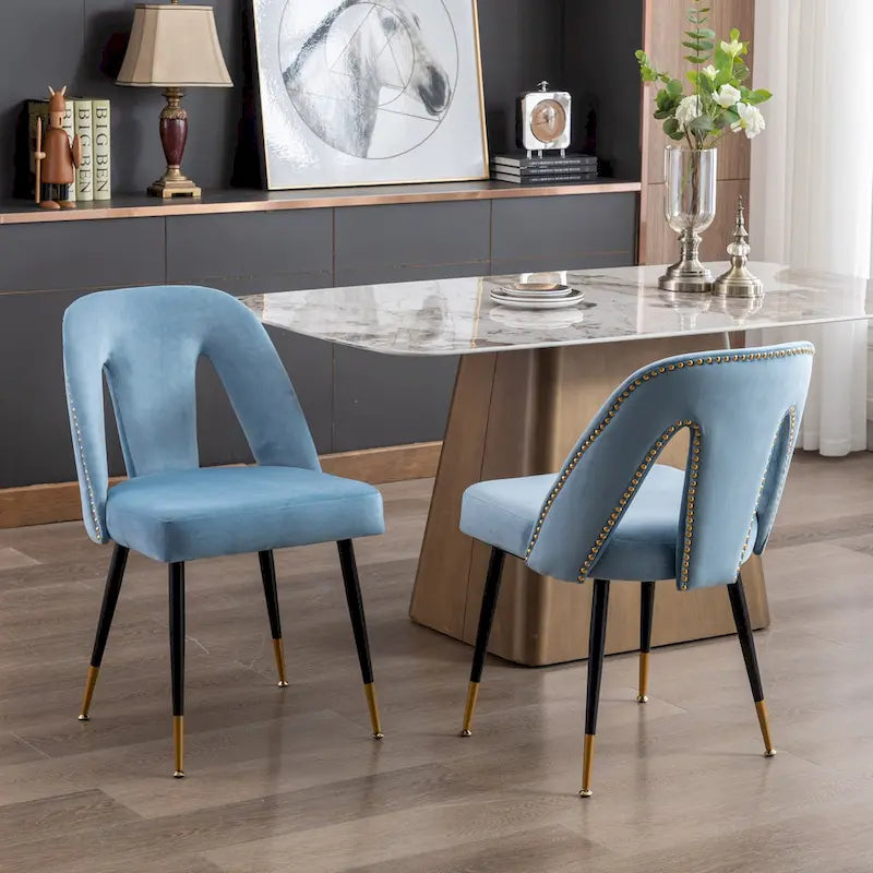 Chaises de salle à manger modernes rembourrées avec clous décoratifs et pieds en métal