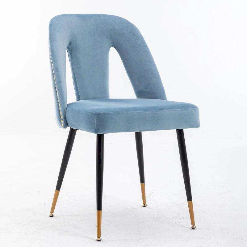 Chaises de salle à manger modernes rembourrées avec clous décoratifs et pieds en métal