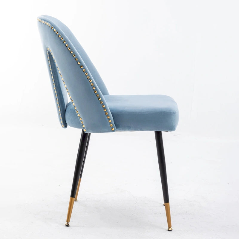 Chaises de salle à manger modernes rembourrées avec clous décoratifs et pieds en métal