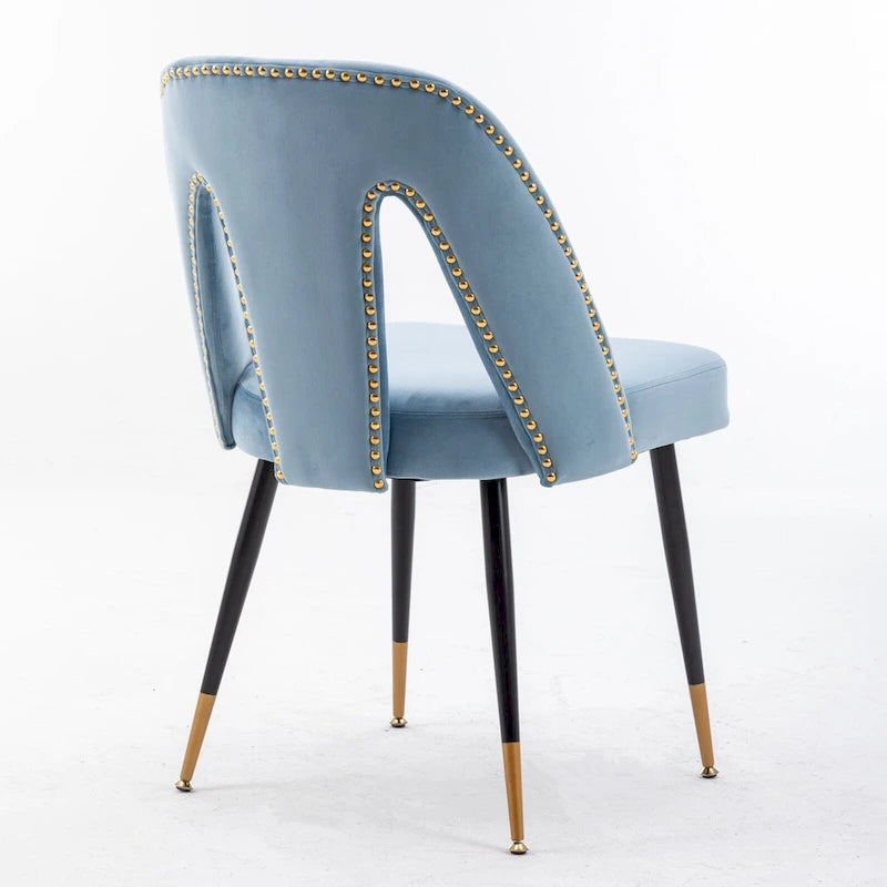 Chaises de salle à manger modernes rembourrées avec clous décoratifs et pieds en métal