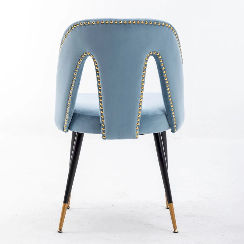 Chaises de salle à manger modernes rembourrées avec clous décoratifs et pieds en métal