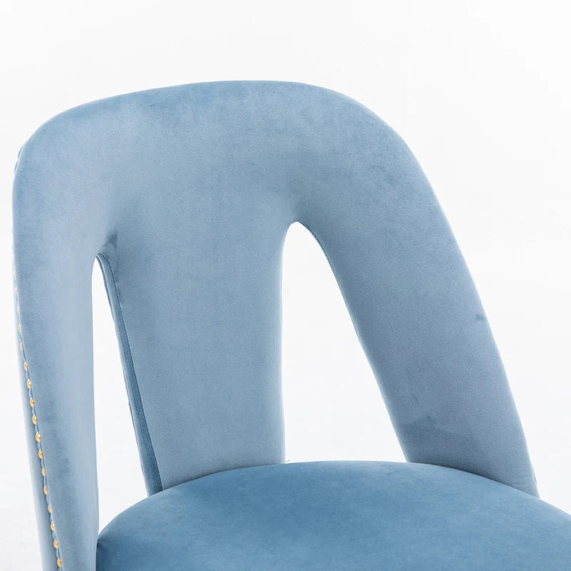Chaises de salle à manger modernes rembourrées avec clous décoratifs et pieds en métal