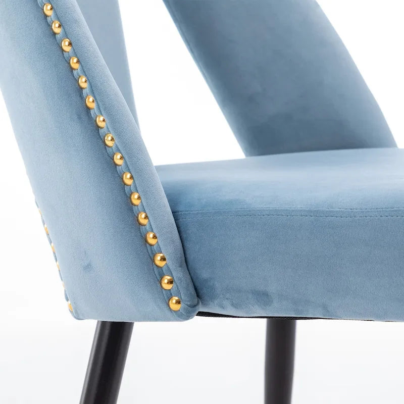 Chaises de salle à manger modernes rembourrées avec clous décoratifs et pieds en métal