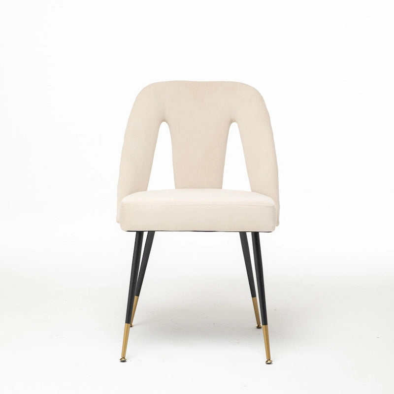 Chaises de salle à manger modernes rembourrées avec clous décoratifs et pieds en métal