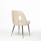 Chaises de salle à manger modernes rembourrées avec clous décoratifs et pieds en métal
