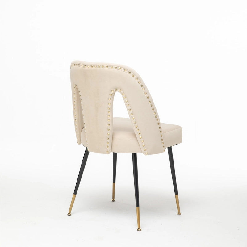 Chaises de salle à manger modernes rembourrées avec clous décoratifs et pieds en métal