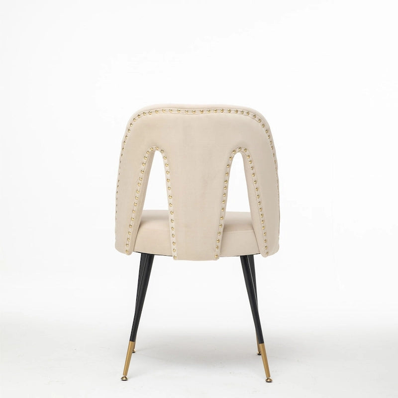 Chaises de salle à manger modernes rembourrées avec clous décoratifs et pieds en métal