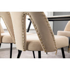 Chaises de salle à manger modernes rembourrées avec clous décoratifs et pieds en métal