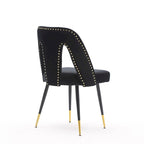 Chaises de salle à manger modernes rembourrées avec clous décoratifs et pieds en métal