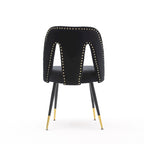 Chaises de salle à manger modernes rembourrées avec clous décoratifs et pieds en métal
