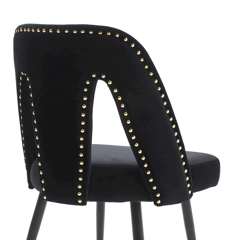 Chaises de salle à manger modernes rembourrées avec clous décoratifs et pieds en métal