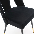 Chaises de salle à manger modernes rembourrées avec clous décoratifs et pieds en métal