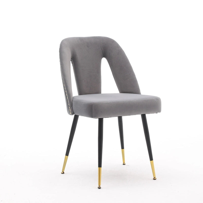 Chaises de salle à manger modernes rembourrées avec clous décoratifs et pieds en métal