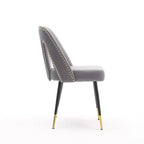 Chaises de salle à manger modernes rembourrées avec clous décoratifs et pieds en métal