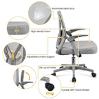 Chaise de bureau en maille avec accoudoirs relevables