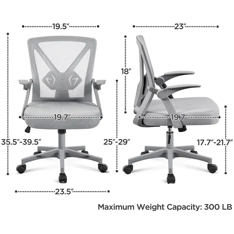 Chaise de bureau en maille avec accoudoirs relevables