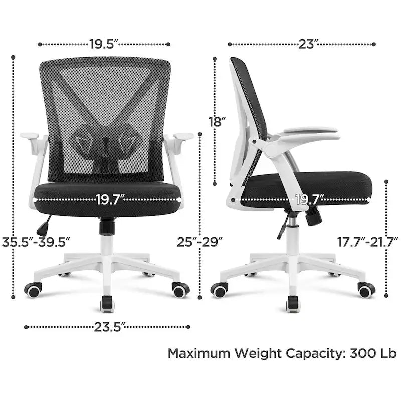 Chaise de bureau en maille avec accoudoirs relevables