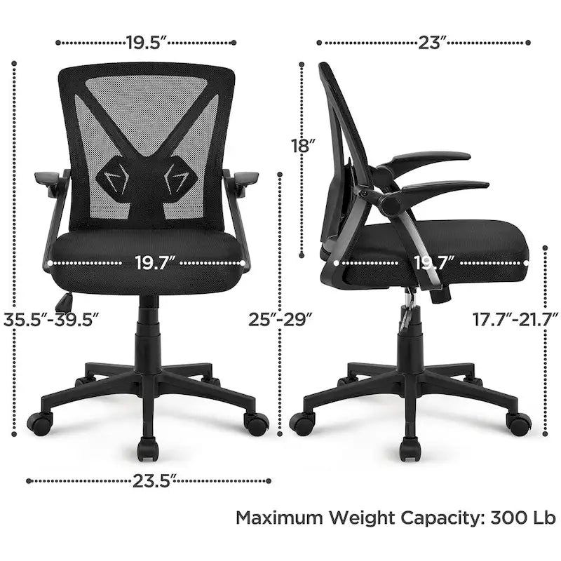 Chaise de bureau en maille avec accoudoirs relevables