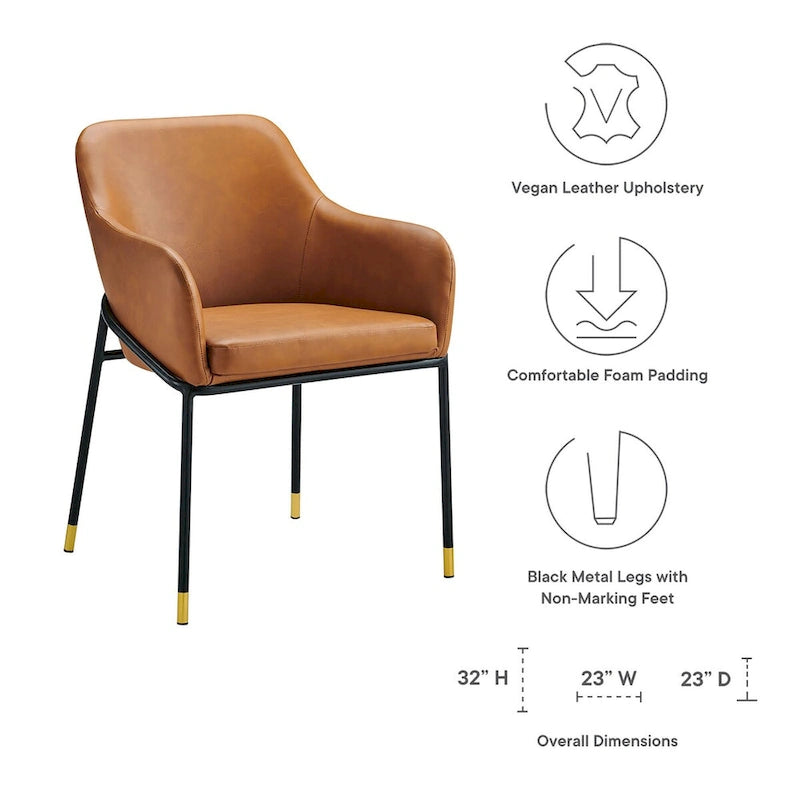Fauteuil de salle à manger en cuir vegan – Style rétro moderne
