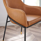 Fauteuil de salle à manger en cuir vegan – Style rétro moderne