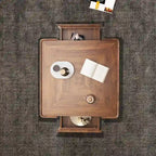 Table basse carrée en bois de style moderne du milieu du siècle avec tiroirs