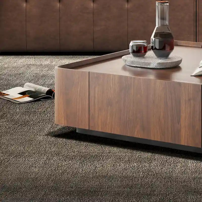 Table basse carrée en bois de style moderne du milieu du siècle avec tiroirs