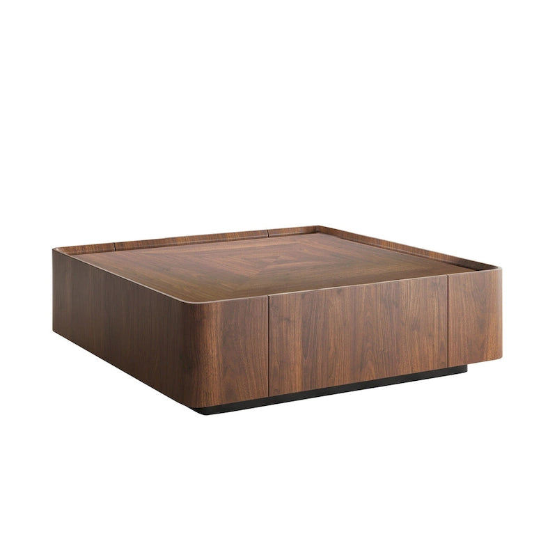 Table basse carrée en bois de style moderne du milieu du siècle avec tiroirs