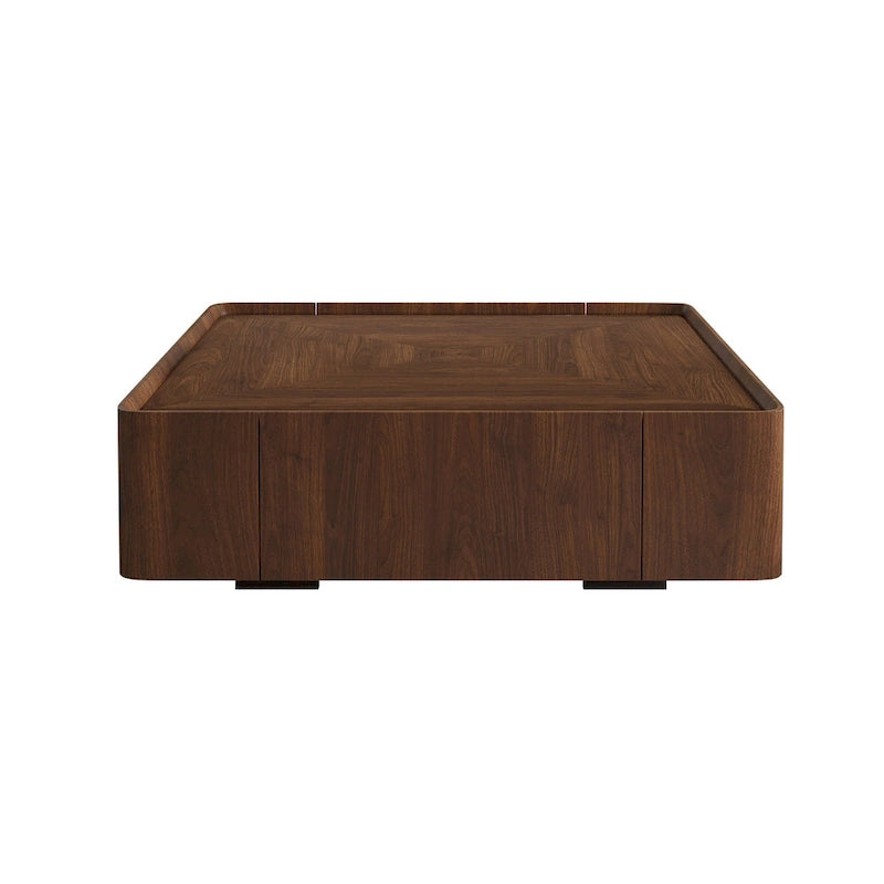 Table basse carrée en bois de style moderne du milieu du siècle avec tiroirs