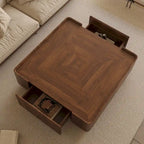 Table basse carrée en bois de style moderne du milieu du siècle avec tiroirs