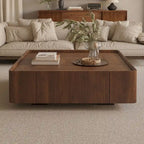 Table basse carrée en bois de style moderne du milieu du siècle avec tiroirs